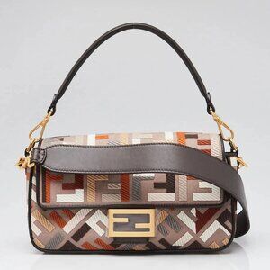 Fendi Ebano Multicolor FF Fabric/Leather Baguette Bag - 8BR600